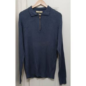 Tommy Bahama mens medium silk cashmere sweater blue soft texture 1/2 zip